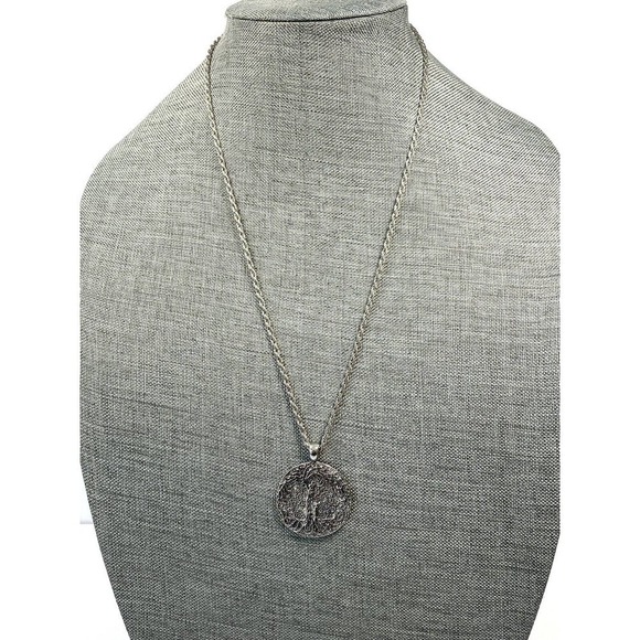 Necklace Tree of Life Mother Child Silver Tone Whimsical - Picture 4 of 5